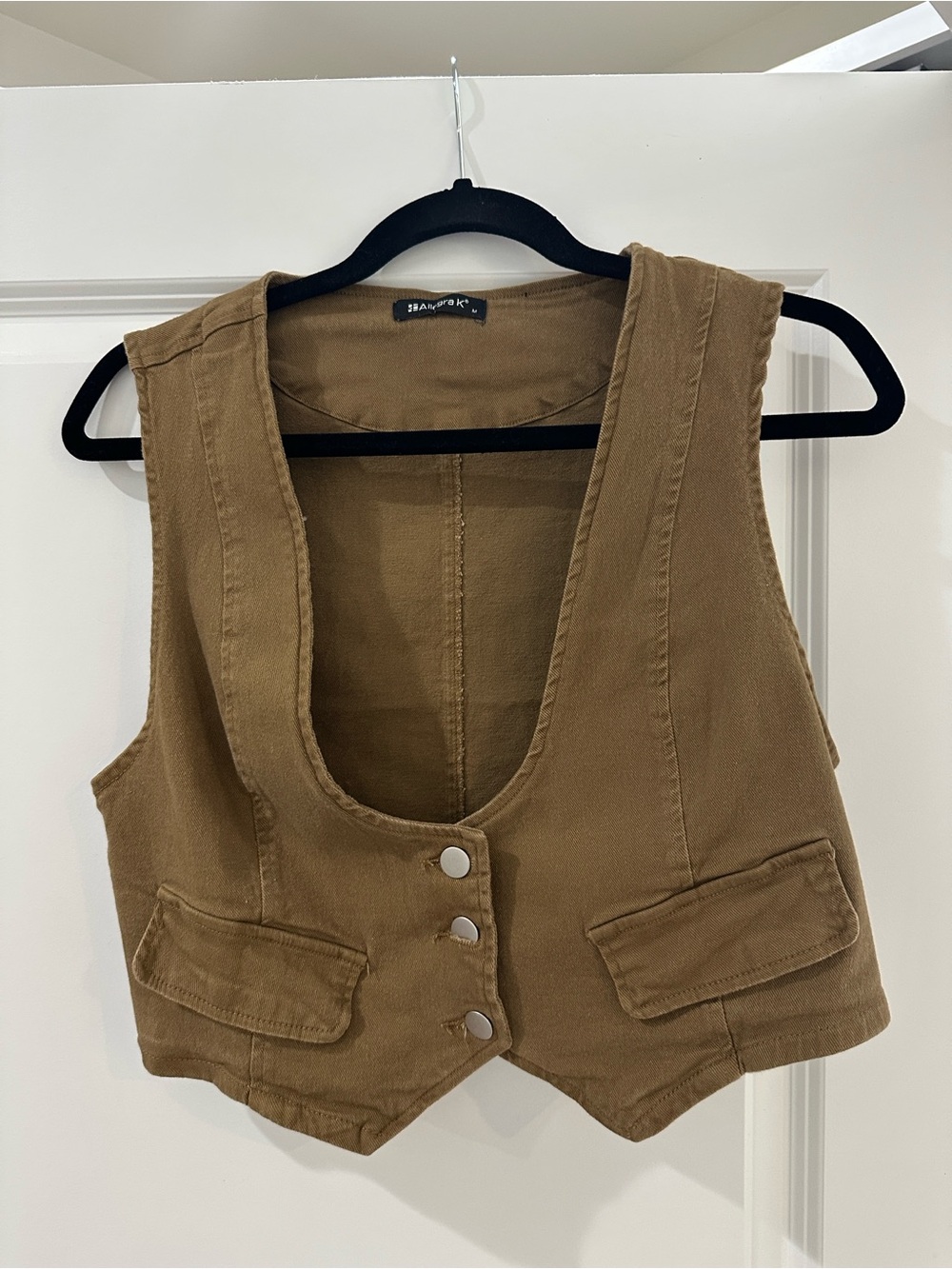 Brown Utility Vest with Button Front